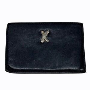 Vintage Paloma Picasso Black Leather Wallet / Card Holder Made in Italy